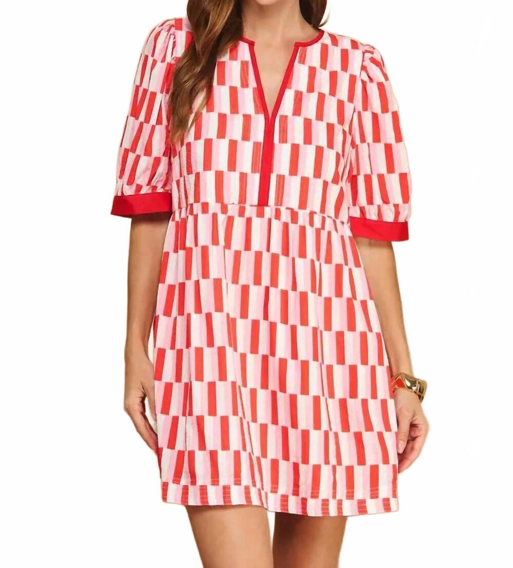 NEW FAYE ELLEN picnic on the patio mini dress in red